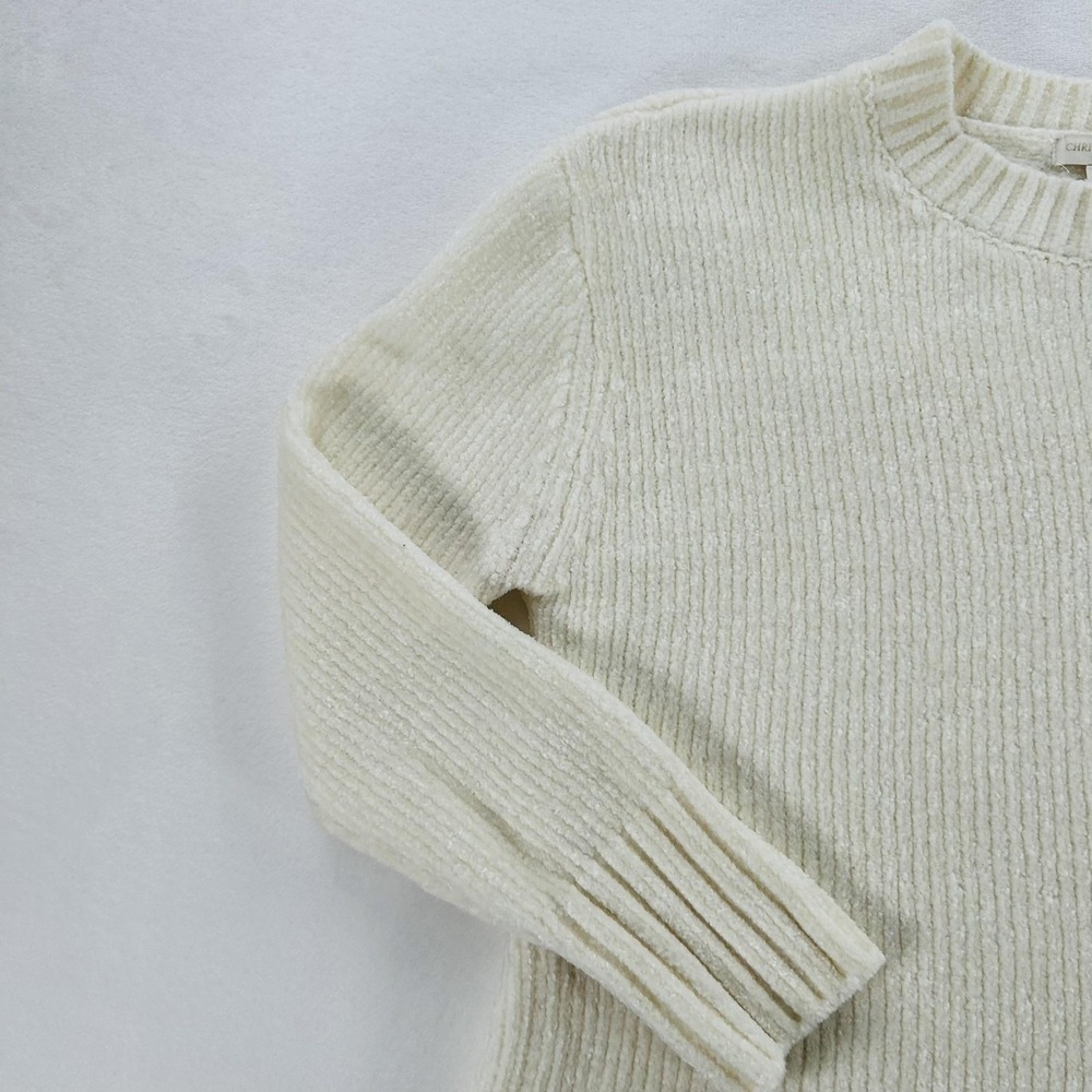 Christian Siriano Sweater Womens Small White Ribbed Knit Crewneck Pullover Soft - Picture 10 of 16